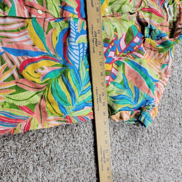 C&C California Shirt Womens Small 100% Linen Short Sleeve Button Front Floral - Picture 3 of 6